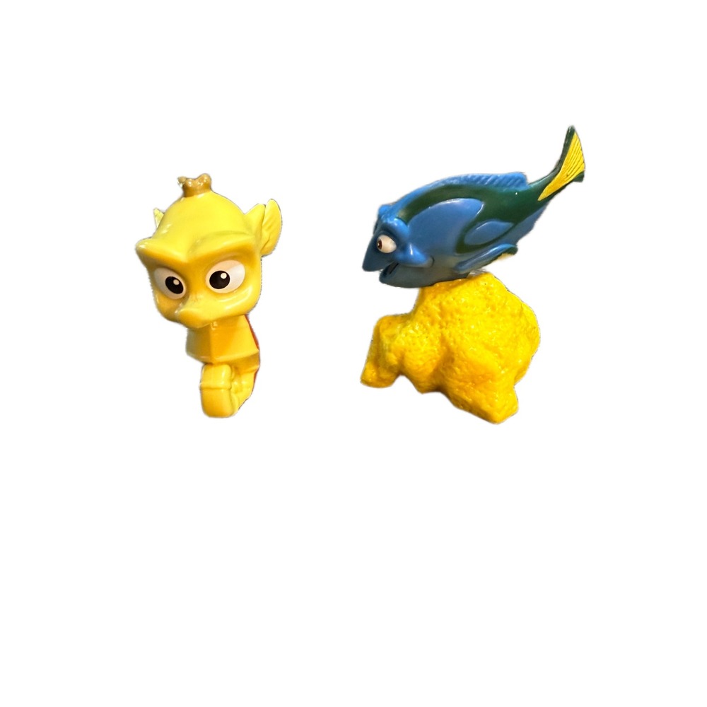 Disney Pixar Finding Dory Sheldon Seahorse Coral Base Mini Figure Toy Lot 2pc
